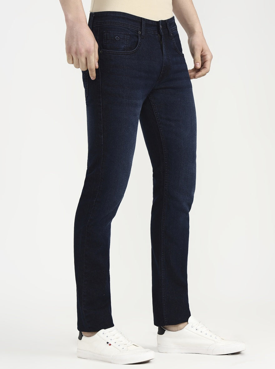 Deep Indigo Blue Solid Narrow Fit Jeans | Greenfibre