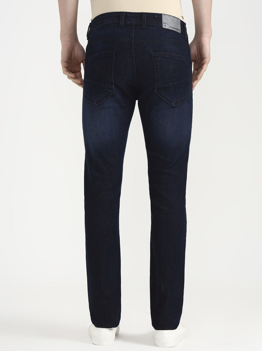 Deep Indigo Blue Solid Narrow Fit Jeans | Greenfibre