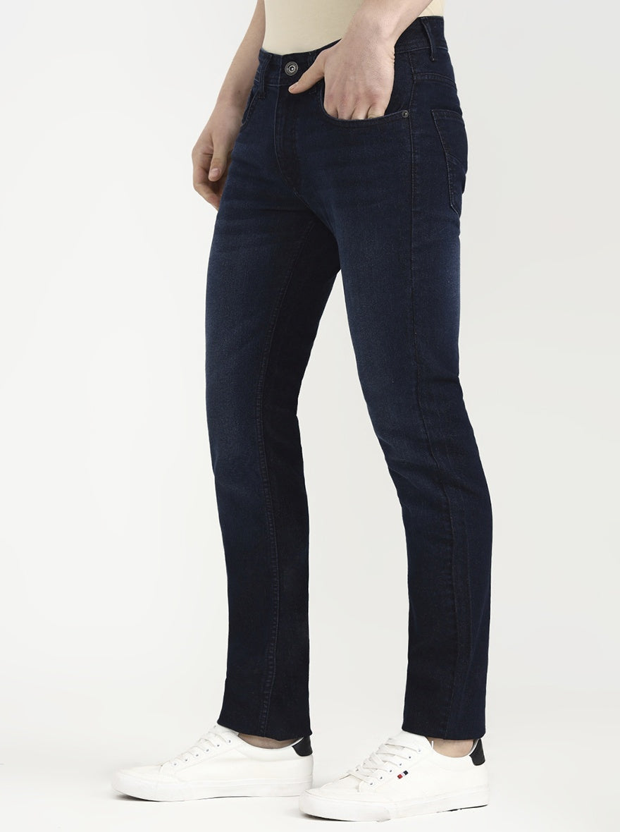 Deep Indigo Blue Solid Narrow Fit Jeans | Greenfibre