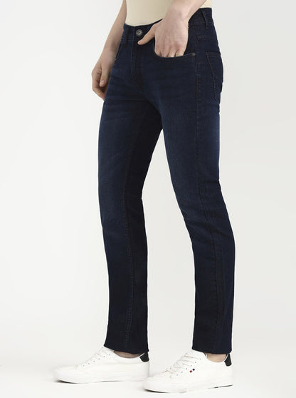 Deep Indigo Blue Solid Narrow Fit Jeans | Greenfibre