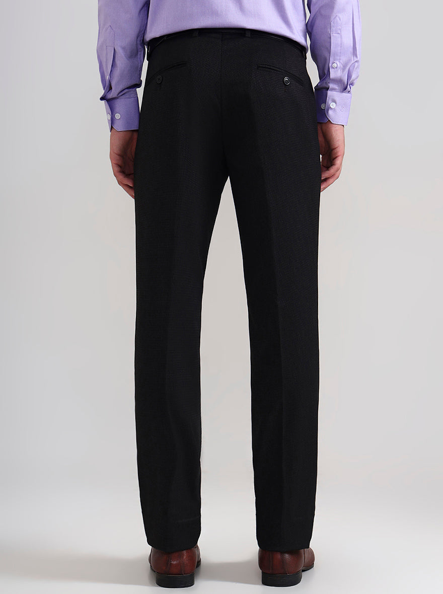 Black Solid Slim Fit Formal Trouser | JadeBlue Youth