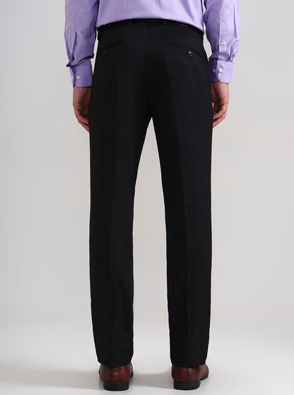 Black Solid Slim Fit Formal Trouser | JadeBlue Youth