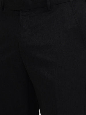 Black Solid Slim Fit Formal Trouser | JadeBlue Youth