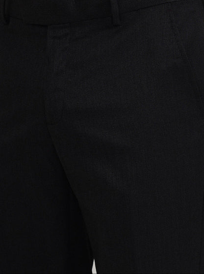 Black Solid Slim Fit Formal Trouser | JadeBlue Youth