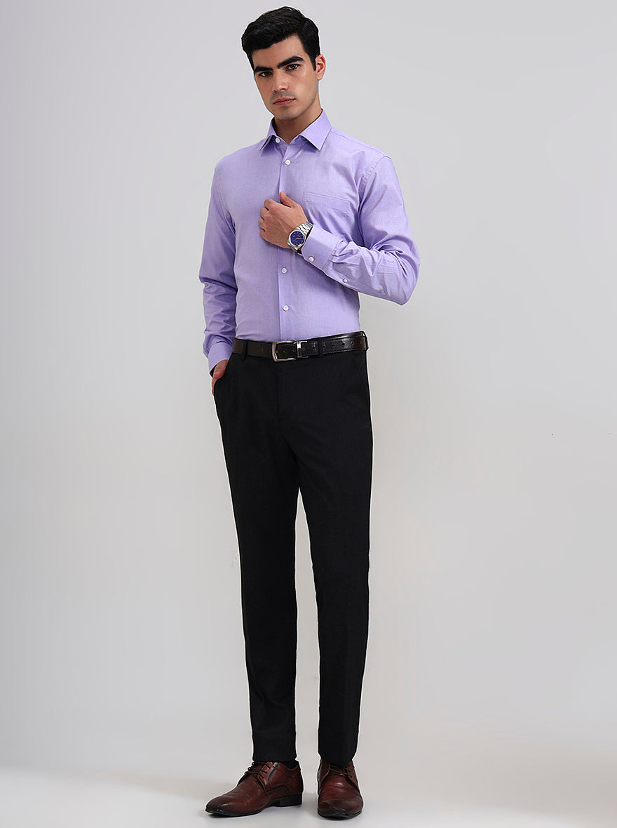 Black Solid Slim Fit Formal Trouser | JadeBlue Youth