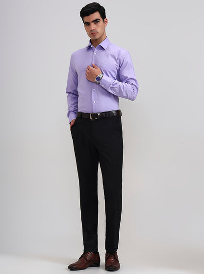 Black Solid Slim Fit Formal Trouser | JadeBlue Youth