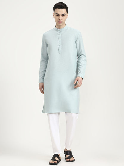 Sea Green Solid Modi Kurta | JadeBlue