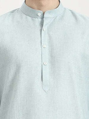 Sea Green Solid Modi Kurta | JadeBlue