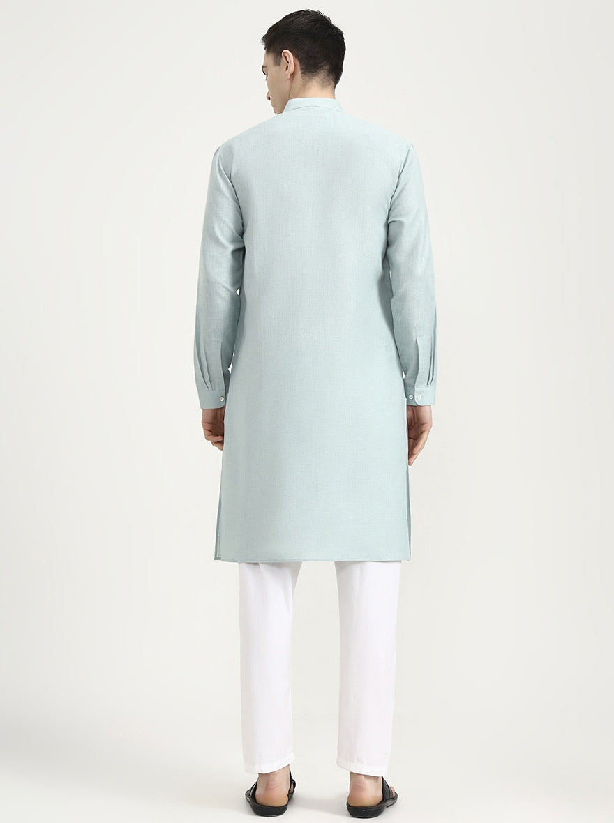 Sea Green Solid Modi Kurta | JadeBlue