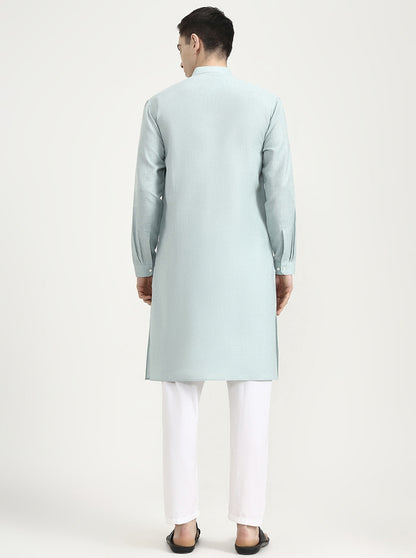 Sea Green Solid Modi Kurta | JadeBlue