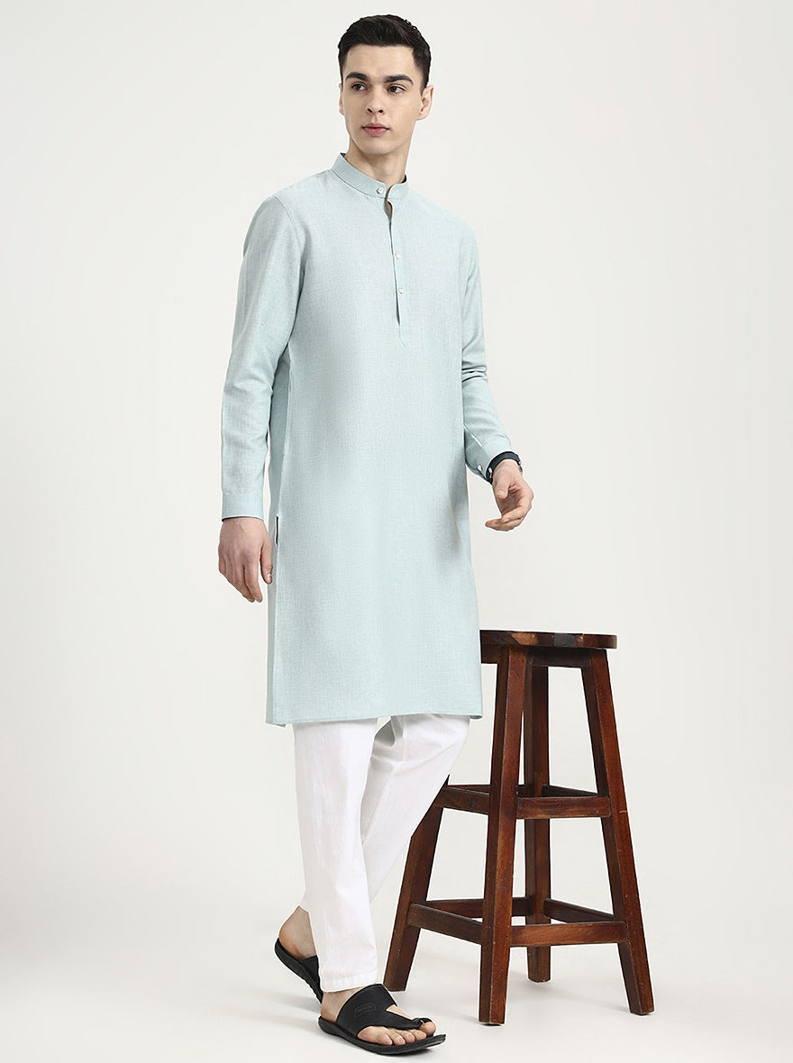 Sea Green Solid Modi Kurta | JadeBlue