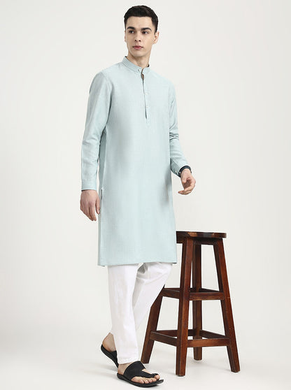 Sea Green Solid Modi Kurta | JadeBlue