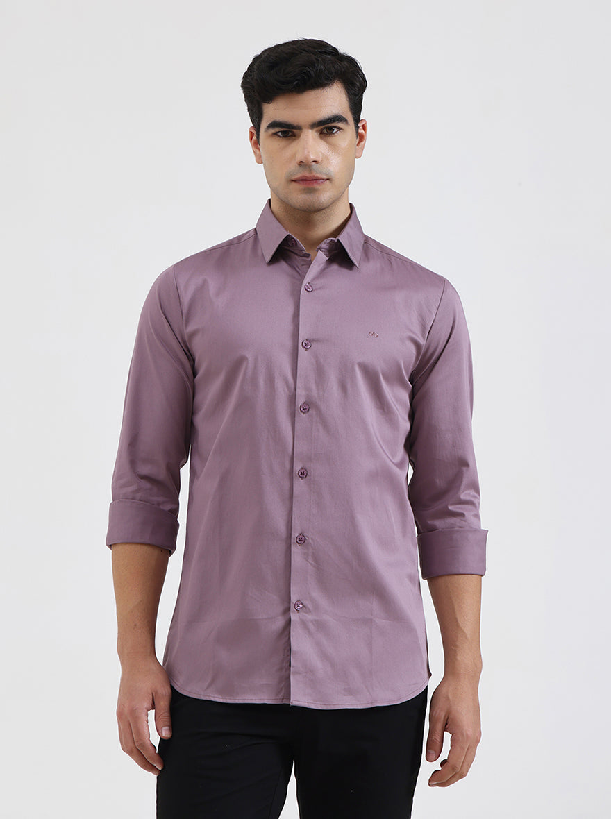 Purple Solid Slim Fit Casual Shirt | JadeBlue