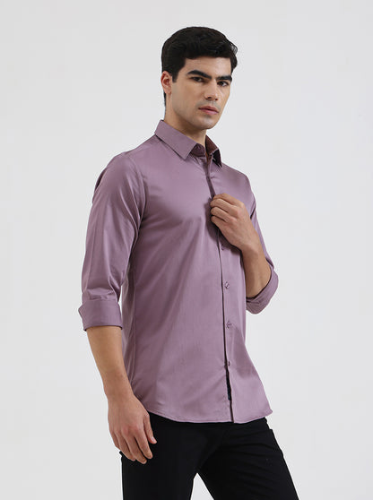 Purple Solid Slim Fit Casual Shirt | JadeBlue