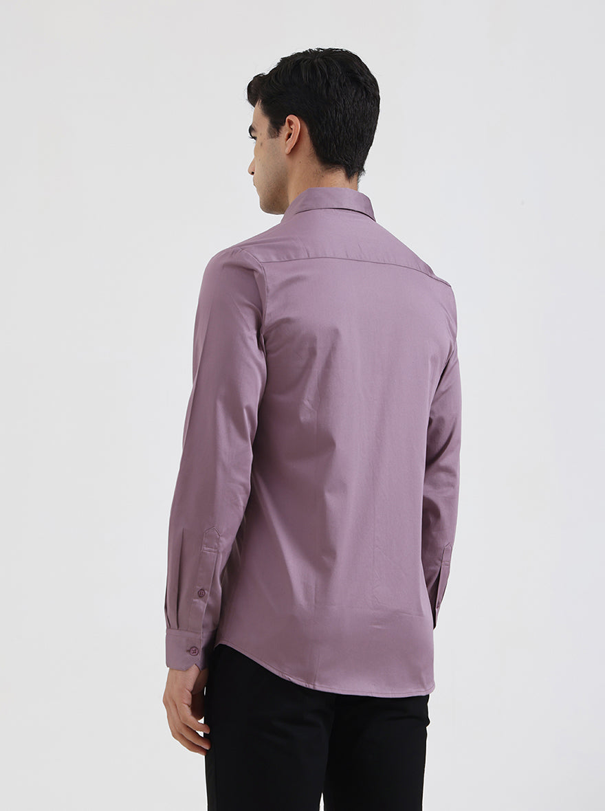 Purple Solid Slim Fit Casual Shirt | JadeBlue