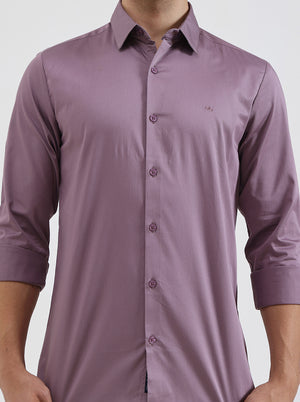 Purple Solid Slim Fit Casual Shirt | JadeBlue