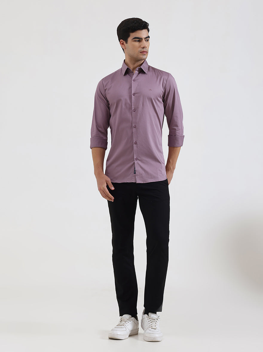 Purple Solid Slim Fit Casual Shirt | JadeBlue