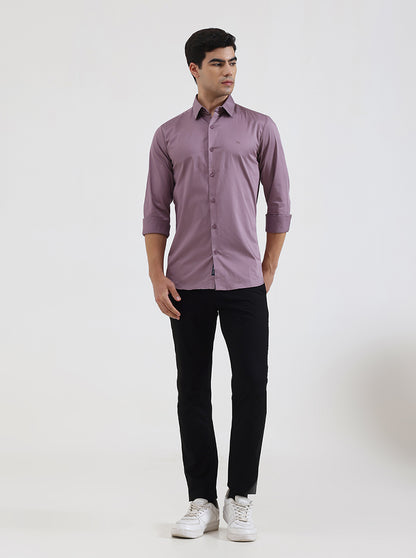 Purple Solid Slim Fit Casual Shirt | JadeBlue