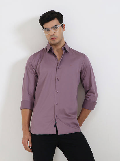 Purple Solid Slim Fit Casual Shirt | JadeBlue