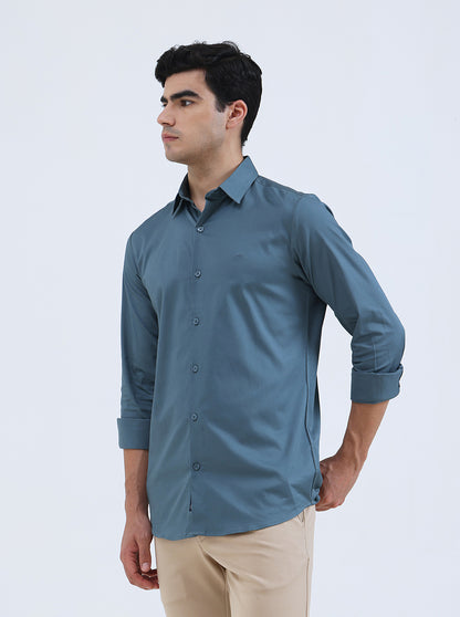 Green Solid Slim Fit Casual Shirt | JadeBlue