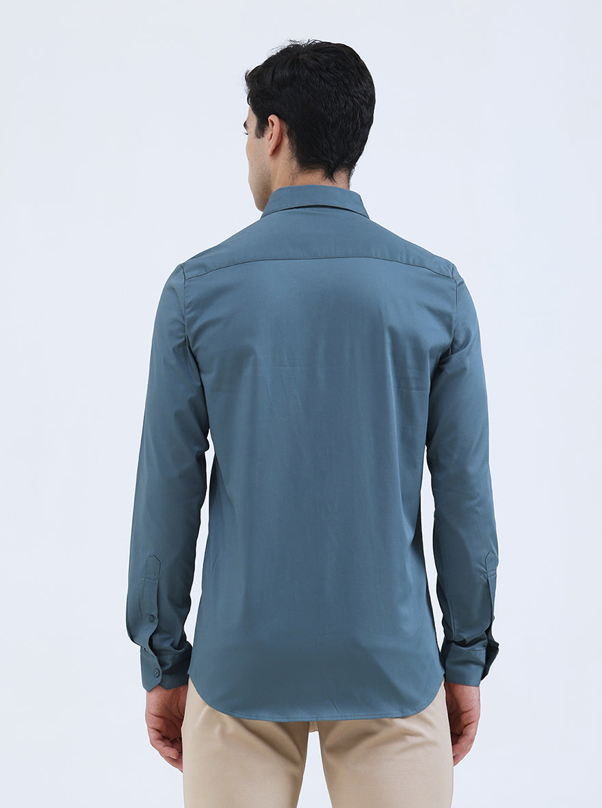 Green Solid Slim Fit Casual Shirt | JadeBlue