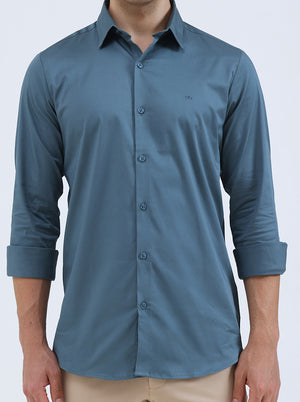 Green Solid Slim Fit Casual Shirt | JadeBlue