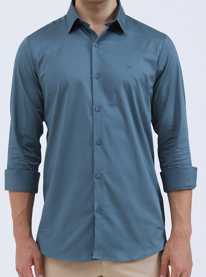 Green Solid Slim Fit Casual Shirt | JadeBlue