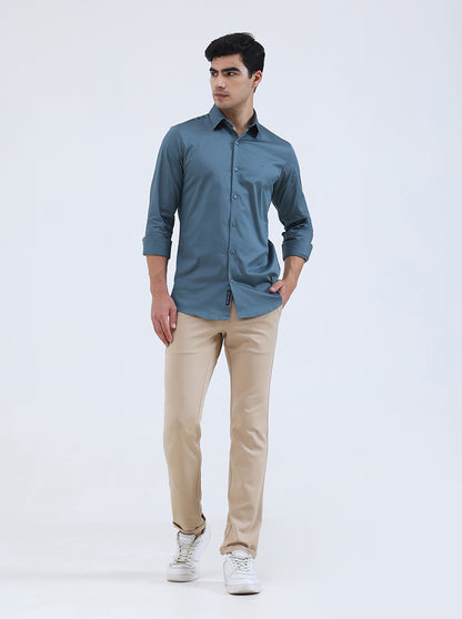 Green Solid Slim Fit Casual Shirt | JadeBlue