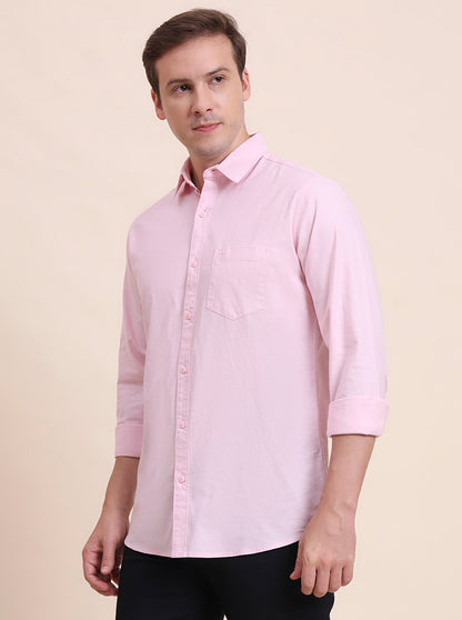 Pink Solid Slim Fit Casual Shirt | JadeBlue
