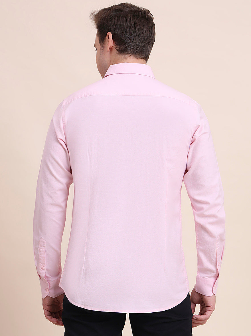 Pink Solid Slim Fit Casual Shirt | JadeBlue