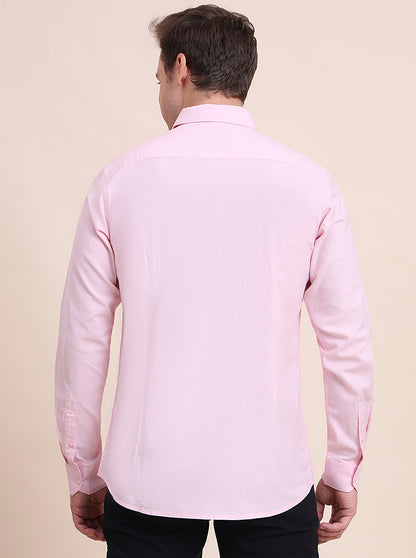 Pink Solid Slim Fit Casual Shirt | JadeBlue
