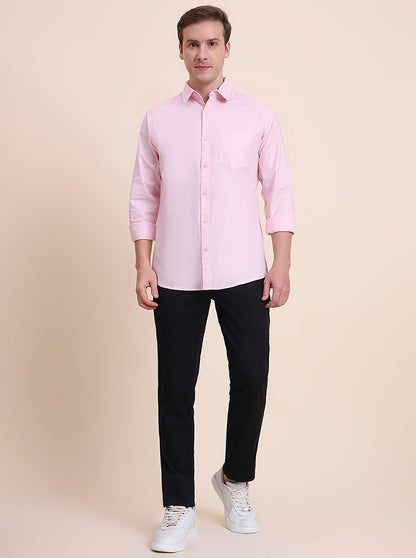 Pink Solid Slim Fit Casual Shirt | JadeBlue