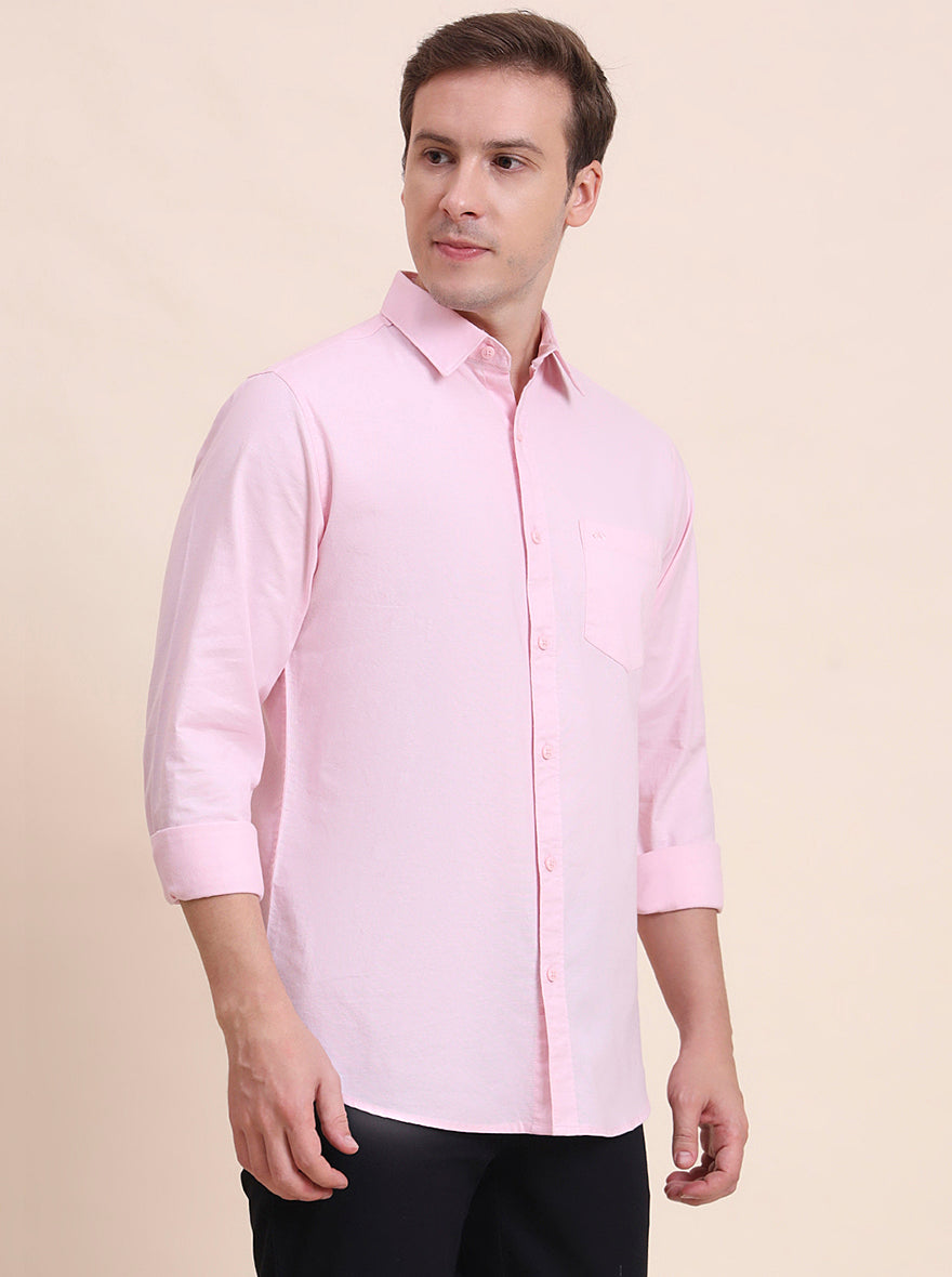 Pink Solid Slim Fit Casual Shirt | JadeBlue
