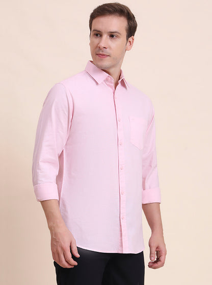 Pink Solid Slim Fit Casual Shirt | JadeBlue