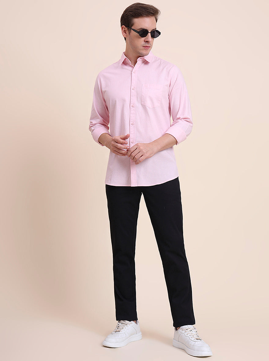 Pink Solid Slim Fit Casual Shirt | JadeBlue