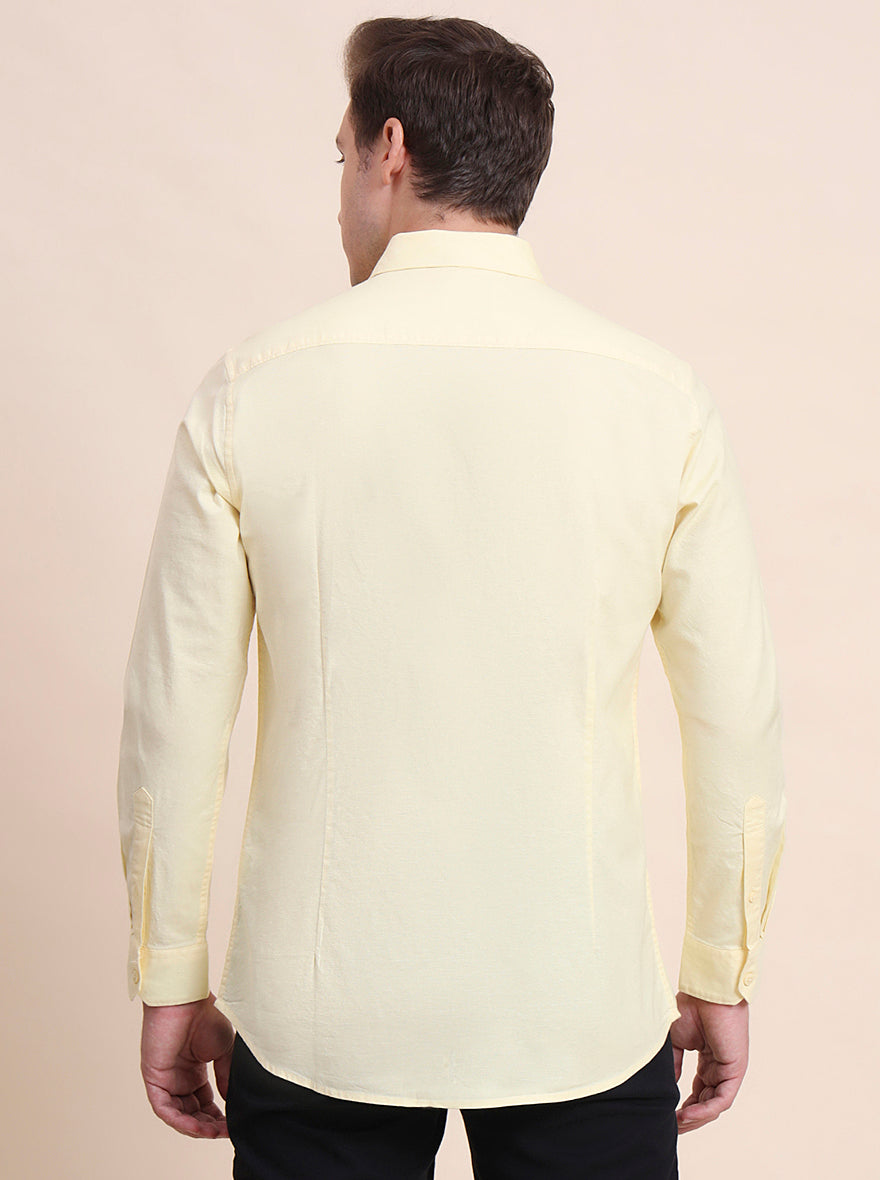 Yellow Solid Slim Fit Casual Shirt | JadeBlue