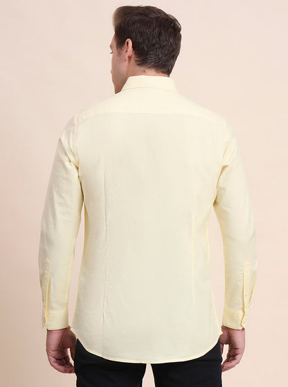 Yellow Solid Slim Fit Casual Shirt | JadeBlue