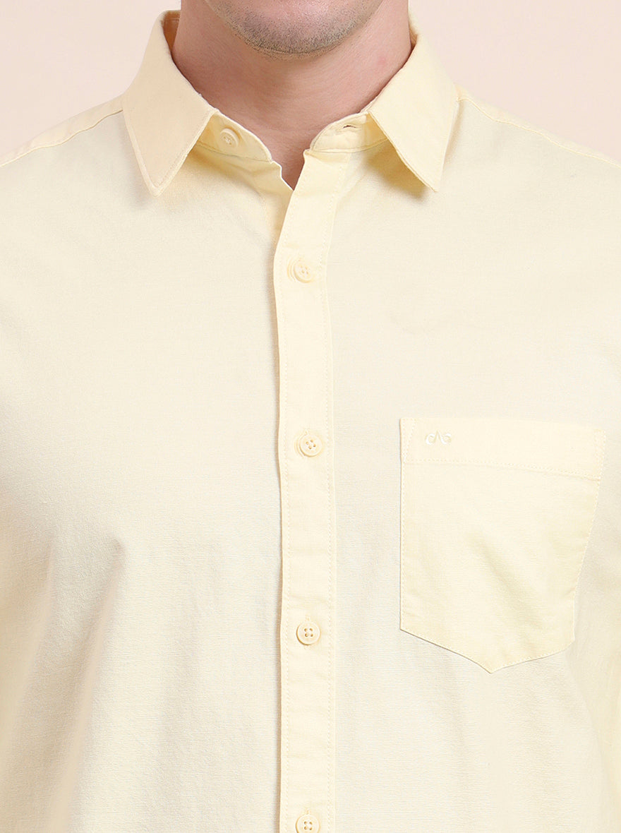 Yellow Solid Slim Fit Casual Shirt | JadeBlue