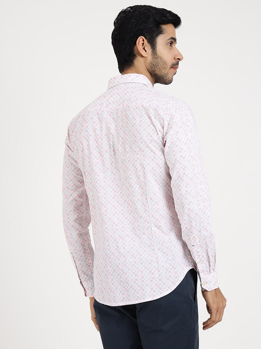 Pink Printed Slim Fit Casual Shirt | JadeBlue