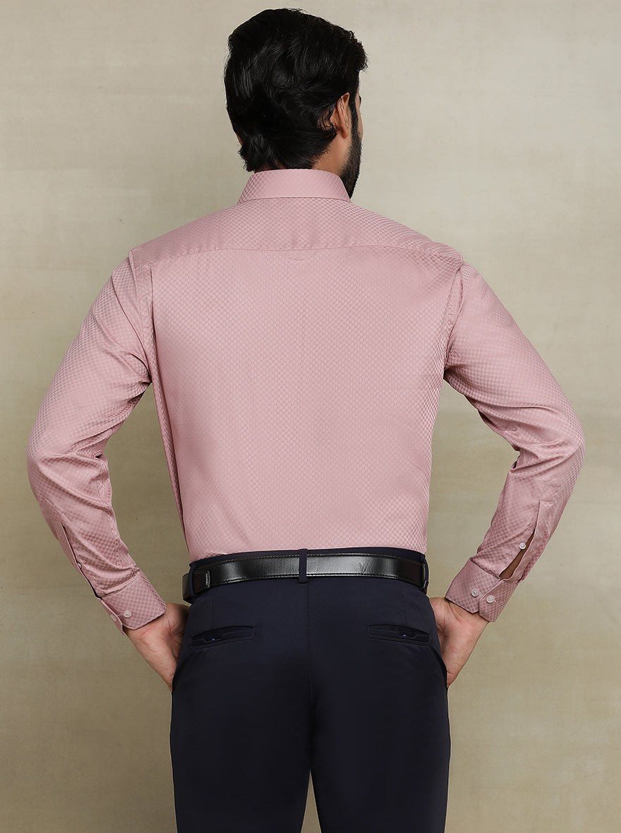 Dusty Pink Dobby Regular Fit Formal Shirt | JadeBlue