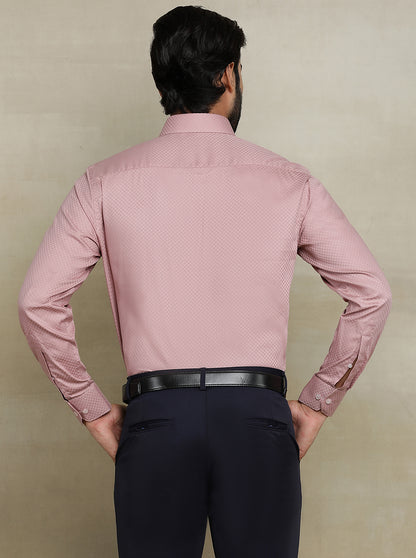 Dusty Pink Dobby Regular Fit Formal Shirt | JadeBlue