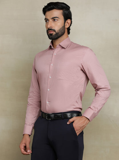 Dusty Pink Dobby Regular Fit Formal Shirt | JadeBlue