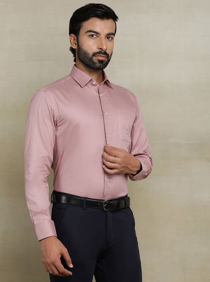 Dusty Pink Dobby Regular Fit Formal Shirt | JadeBlue