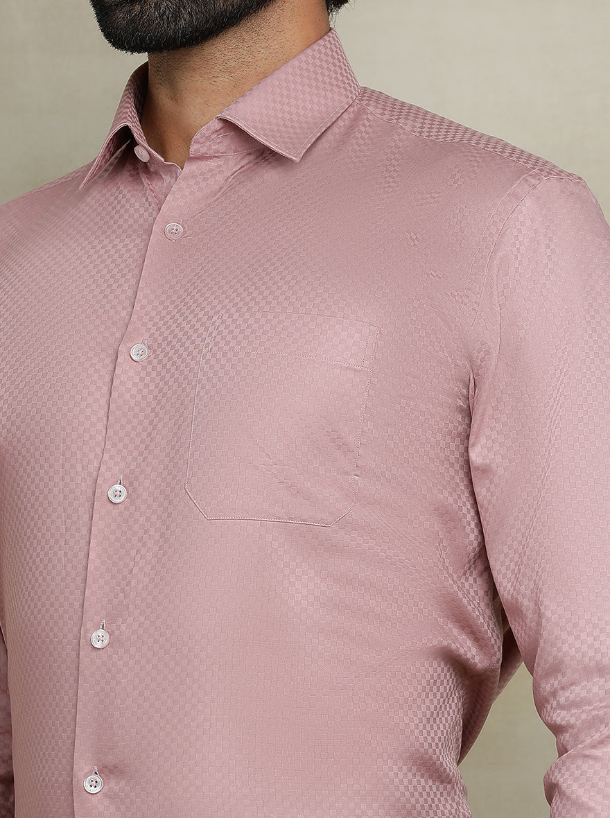 Dusty Pink Dobby Regular Fit Formal Shirt | JadeBlue