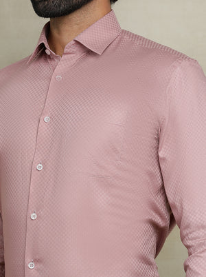 Dusty Pink Dobby Regular Fit Formal Shirt | JadeBlue