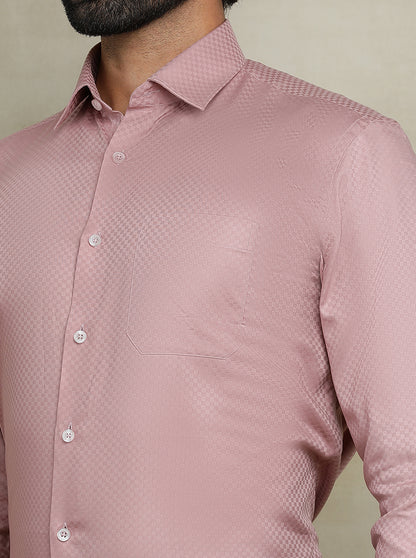 Dusty Pink Dobby Regular Fit Formal Shirt | JadeBlue