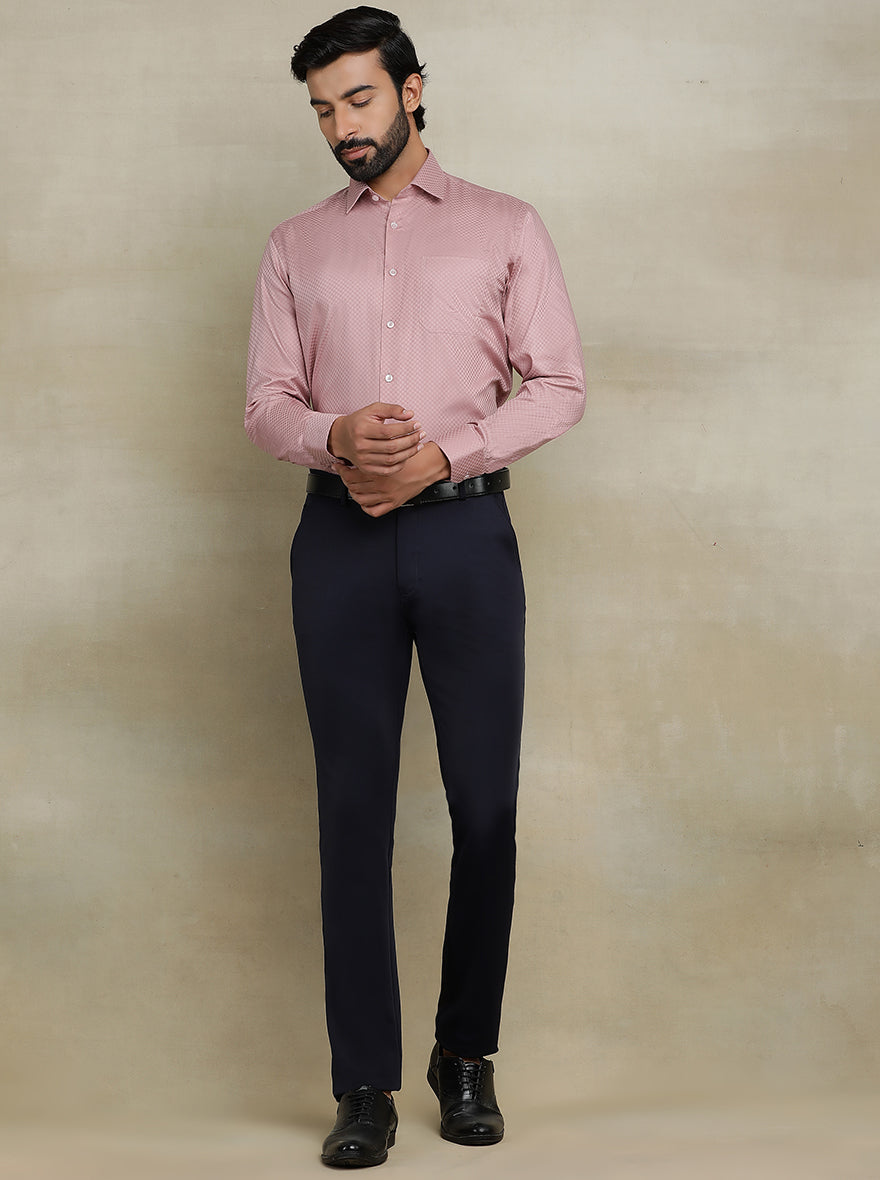Dusty Pink Dobby Regular Fit Formal Shirt | JadeBlue