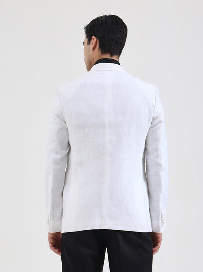 White Solid Regular Fit Blazer | JB Studio