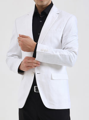White Solid Regular Fit Blazer | JB Studio