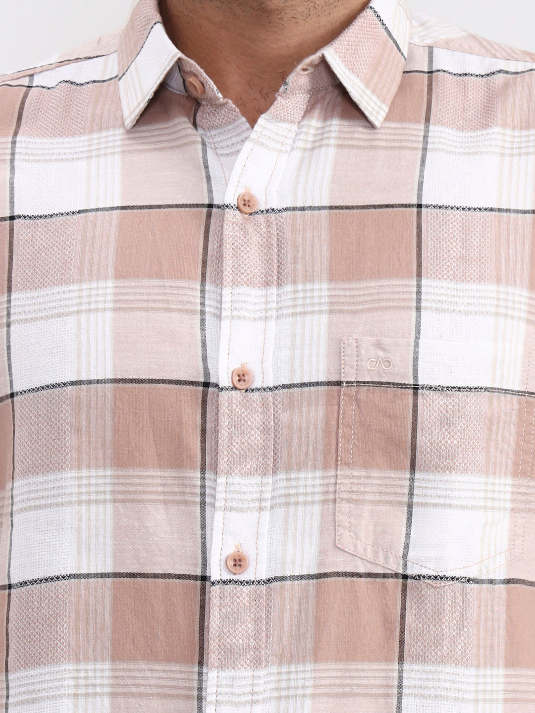 Brown Checked Slim Fit Casual Shirt | JadeBlue